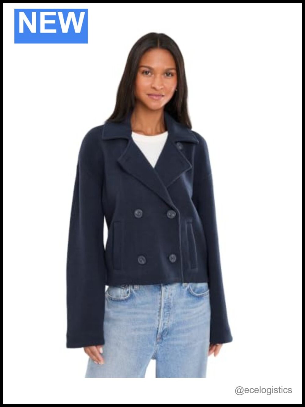 NIC+ZOE Knit Jacket Peacoat Style Cotton Blend Long Sleeve